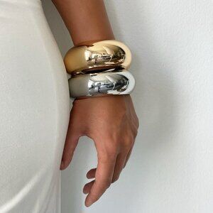 Epifene Chunky Bangles Set Of 2 in Mixed Metal bracelet gold silver